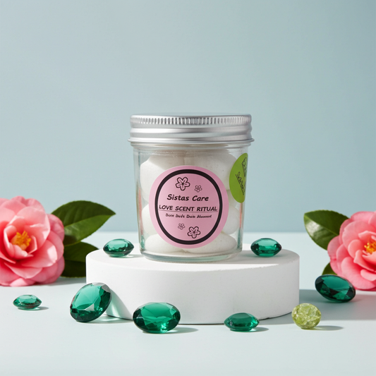Sistas Care Emerald Solitär Duftglas seitlich gedreht Duft sichtbar aktivierbares Duft-Ritual eleganter Duft